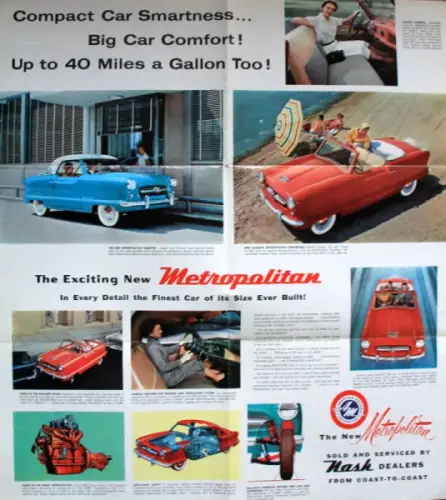 Nash Metropolitan Modellprogramm 1955 Automobilprospekt (10762)