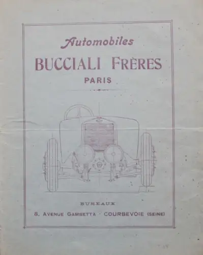 Bucciali TAV 12 Modellprogramm 1929 Automobilprospekt (10769)