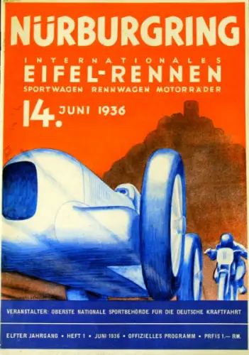 ADAC "Eifelrennen" Nürburgring 1936 Rennprogramm (10786)