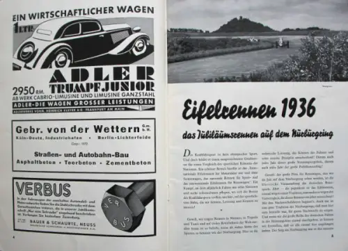 ADAC "Eifelrennen" Nürburgring 1936 Rennprogramm (10786)