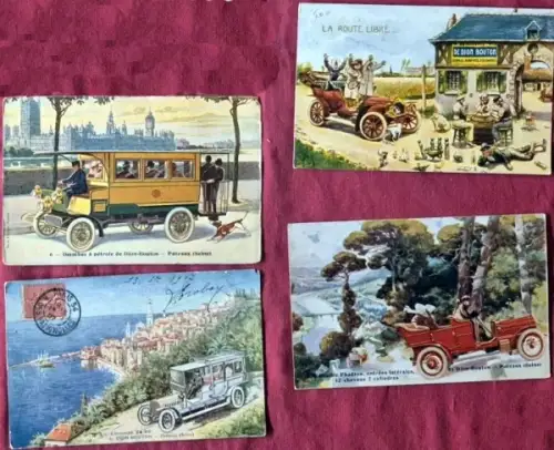 De Dion-Bouton Limousine 24 HP et Double Pheaton 1907 vier Postkarten (10835)