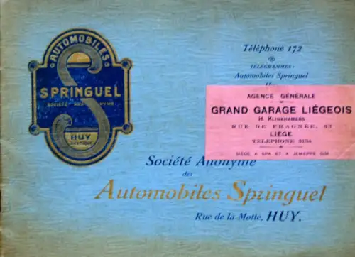 Springuel Automobile Modellprogramm 1912 Automobilprospekt (10844)