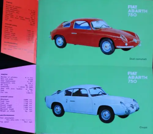Abarth 750 Modellprogramm 1962 Automobilprospekt (10845)
