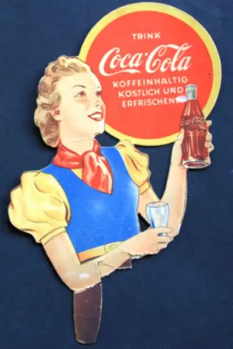 Coca-Cola Werbeaufsteller "Trink Coca-Cola" Pappe 1939 (10883)