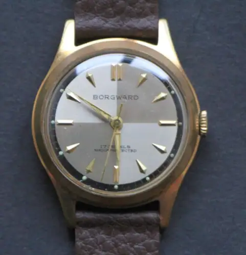 Borgward Armbanduhr 17 Juwelen 1955 mit Armband (10920)