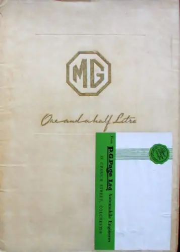 MG Oneandahalf Litre Modellprogramm 1937 Automobilprospekt (10949)