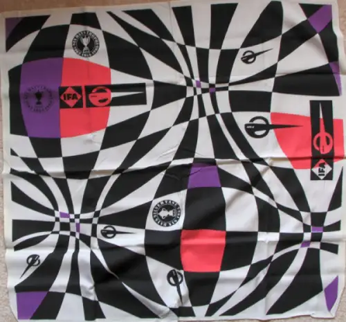 MZ Motorrad Umhängeschal 1965 "Six Days Silver Vase" Seide (10955)