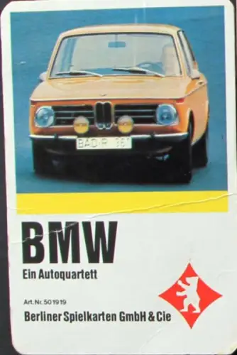 Berliner Spielkarten "BMW Autoquartett" 1972 Kartenspiel (10962)