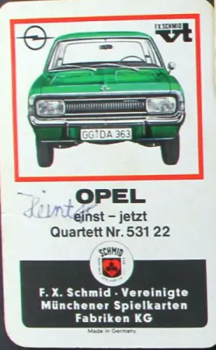 Schmid Spiele "Opel - Einst und Jetzt" 1968 Kartenspiel (10963)