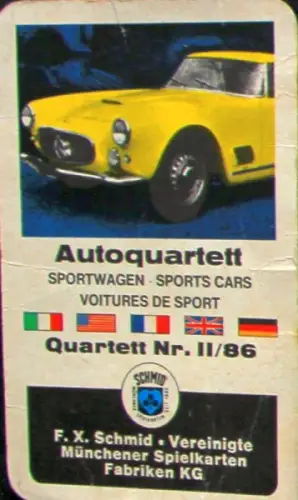 Schmid Spiele "Autoquartett - Sportwagen" 1961 Kartenspiel (10978)