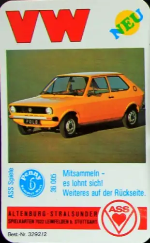 Altenburg Spielkarten "VW Volkswagen" 1975 Kartenspiel (10980)