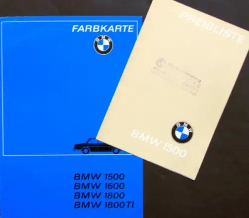 BMW 1500 - 1800 TI Modellprogramm 1963 Farbkarte und Preisliste (11075)