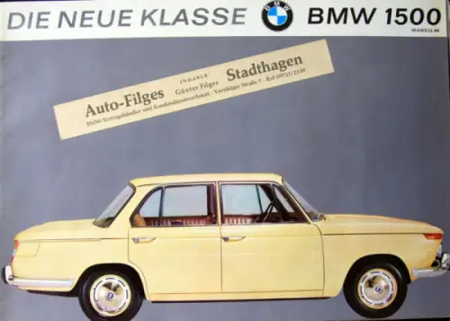 BMW 1500 Modellprogramm 1963 "Die neue Klasse" Automobilprospekt (11076)