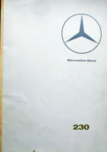Mercedes-Benz 230 Modellprogramm 1965 Automobilprospekt (11088)