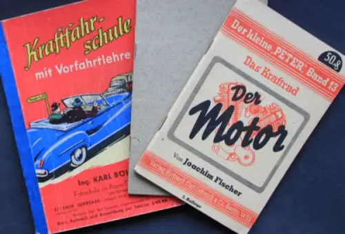 Fischer "Der Motor" + "Kraftfahrschule" + "Mechanikerinnung" Fahrzeugtechnik-Konvolut 1950 (11116)