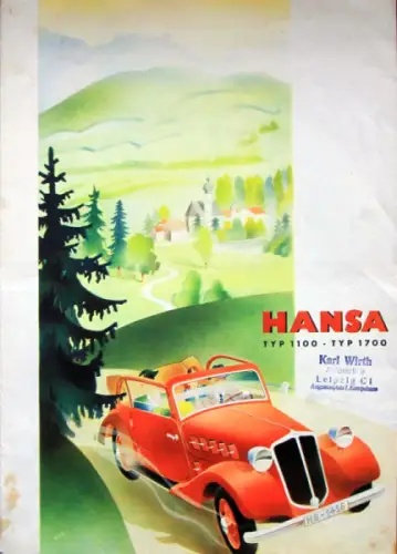 Borgward Hansa 1100 - 1700 Modellprogramm 1936 Automobilprospekt (11120)