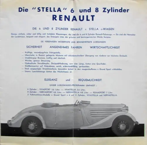 Renault Modellprogramm 1935 Automobilprospekt (11125)