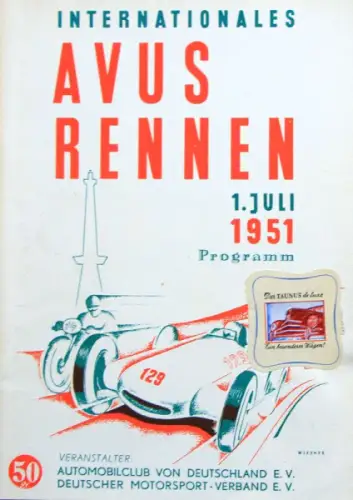 AvD "Internationales Avus Rennen" Berlin Juli 1951 Rennprogramm (9172)