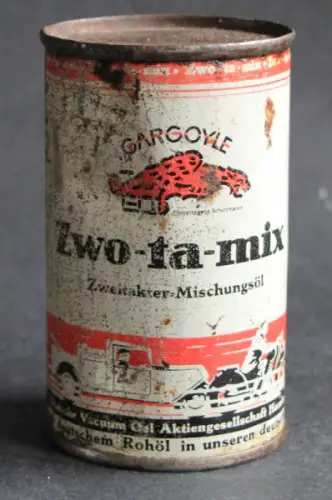 Mobiloil Gargoyle Oeldose 1930 "Zwo-Ta-Mix - Zweitakter Mischungsöl" Deutsche Vacuum Oel AG gefüllt (1685)