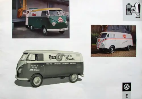 Volkswagen T1 Transporter Modellprogramm 1958 "Werbebeschriftungen" Automobilprospekt (11141)