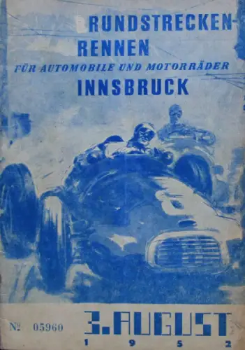 Rundstreckenrennen Innsbruck August 1952 Rennprogramm (11178)
