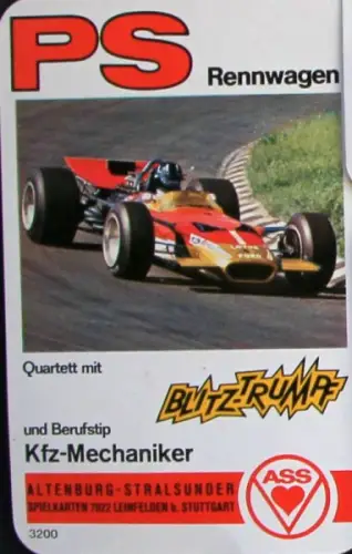 Altenburg Spielkarten "PS - Rennwagen" 1972 Kartenspiel (11229)
