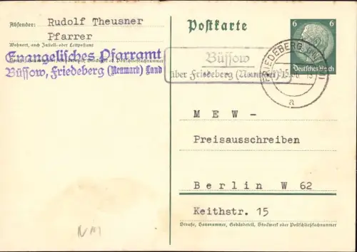 E 1493 Neumark Landpoststempel Büssow über Friedeberg