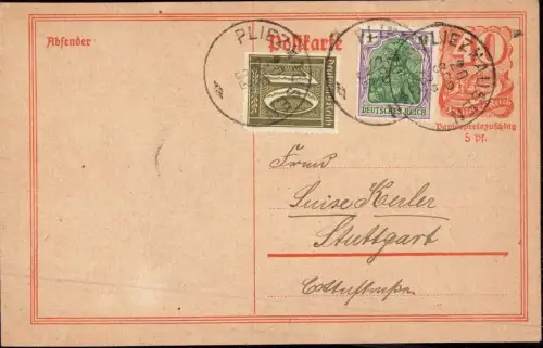 E 501 Inflation, Württemberg Stempel aus Pliezhausen