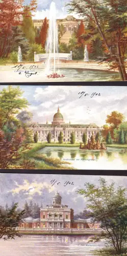 E 1639 Potsdam Schloss Serie von 6 Karten des Verlag Gebrüder Grunert, Berlin