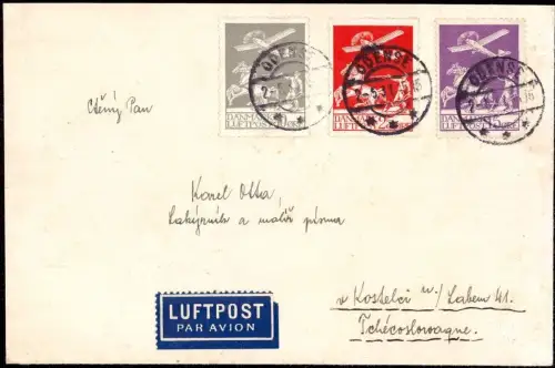 E 1235 Luftpostbrief aus Odense frankiert mit 50 Öre Grau (Marken lose € 330,-)