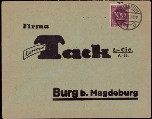 E 1194 Geschäftsbrief Antwort der Firma Tack Burg bei Magdeburg aus Allenstein