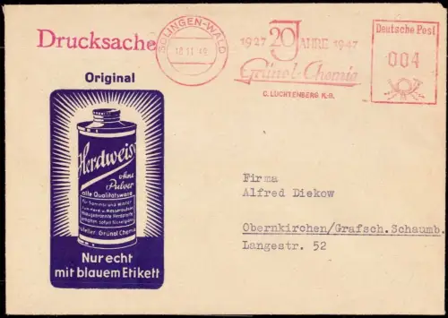 E 1196 Dekorativer Geschäftsbrief der Firma Grünol Chemie in Solingen Wald