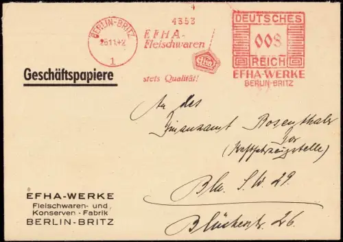 E 1200 Dekorativer Geschäftsbrief der Efha Werke Berlin Britz