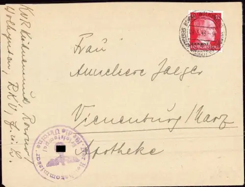 E 529, Deutsche Dienstpost Ukraine Brief mit Dienstsiegel Riwne, Rowno 