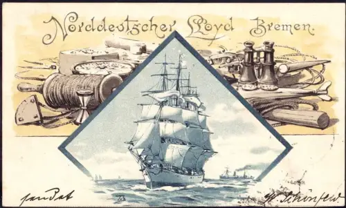 E 1648 Werbung AK Norddeutschen Lloyd Bremen mit Schiffspoststempel aus Ceylon