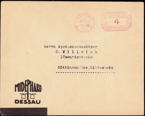 E 1207 Dekorativer Geschäftsbrief der Firma Midephako, Dessau