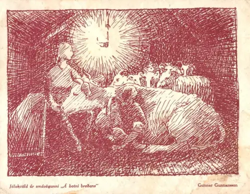 E 1758 Island Ansichtskarte Schriftsteller Gunnar Gunnarsson mit Unterschrift