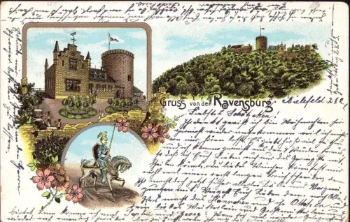 E 1558 Litho Ortsansicht Burg Ravensburg bei Borgholzhausen