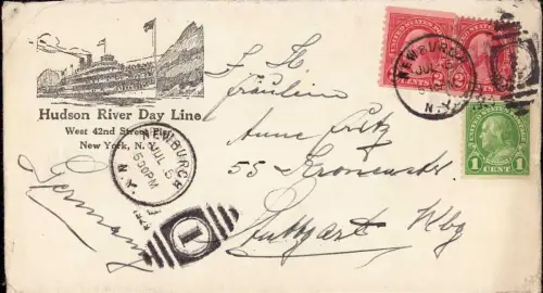 E 1254  Brief der Hudson River Day Line aus Newbourgh im Orange County New York
