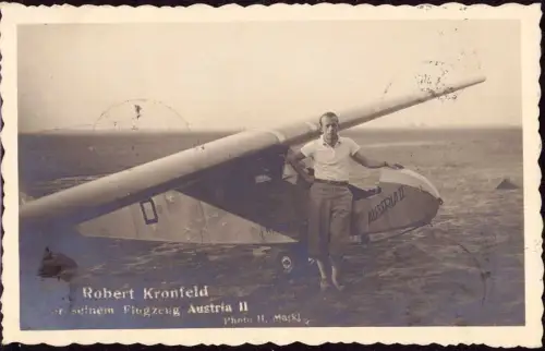 E 1255 Karte Segelflug Robert Kronfeld Wien Semmering Luftpost