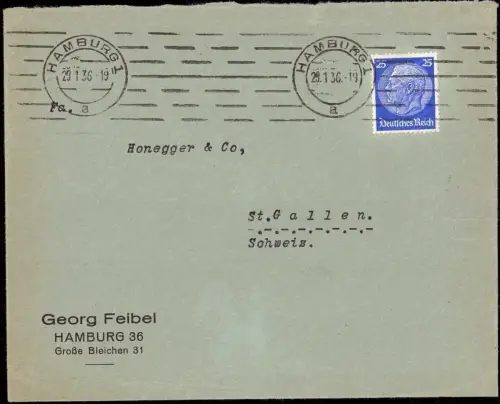 E 853 dekorativer Geschäftsbrief der Firma Georg Feibel Hamburg