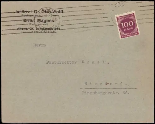 E 856 dekorativer Geschäftsbrief des Rechtsanwalts Wolf + Magens Hamburg Altona