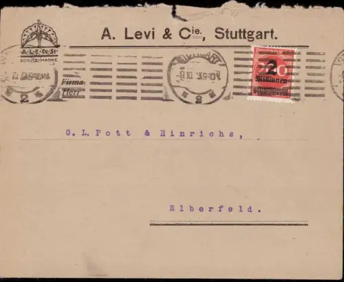 E 857 dekorativer Geschäftsbrief der Firma A Levi Stuttgart