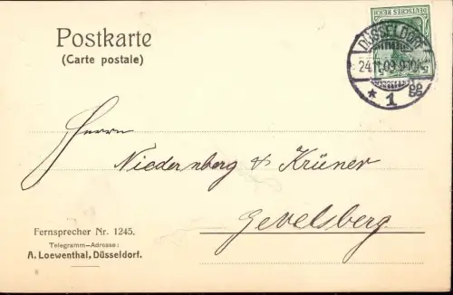 E 866 Geschäftskarte der Firma A. Loewenthal Düsseldorf
