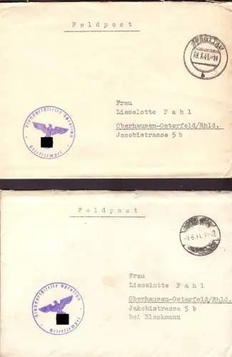 E 1663 Schlesien 2 Feldpostbriefe mit Dienstsiegel des Standortältesten Sprottau