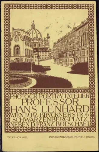 E 1687 Werbung Künstlerkarte des Foto Atelier Prof. Hans Lenhard Wien
