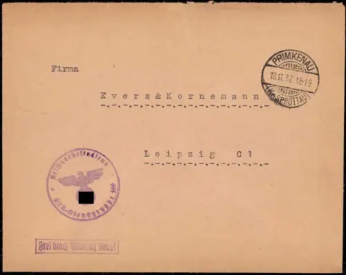 E 872 Schlesien Dienstbrief Reichsarbeitsdienst RAD Lager Primkenau Sprottau