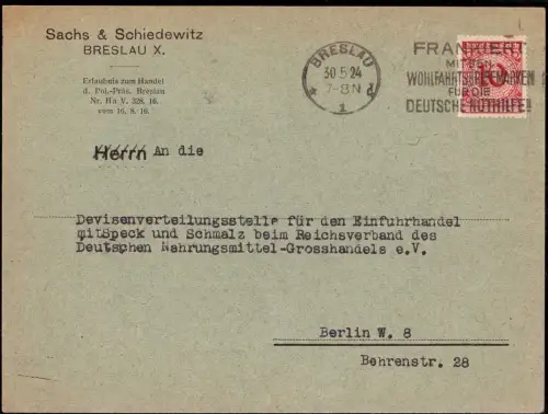 E 882 Schlesien dekorativer Geschäftsbrief der Firma Sachs + Schiedewitz Breslau
