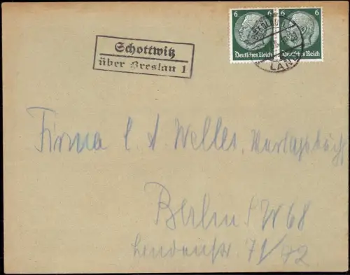 E 883 Schlesien Posthilfsstelle Schottwitz über Breslau