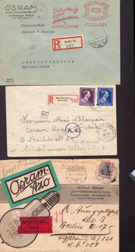 E 1695GG Osram Glühlampe Licht Sammlung von über 50 Belegen Werbung Reklame